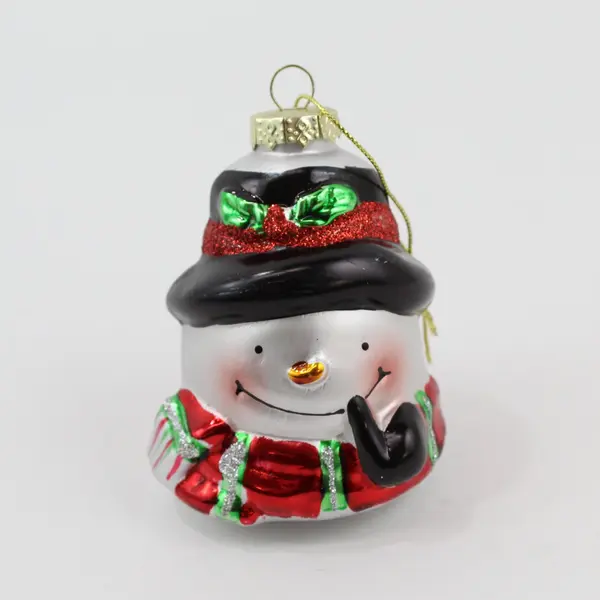 Gerson International Snowman Bust Glass Christmas Ornament 