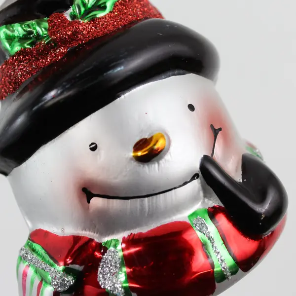 Gerson International Snowman Bust Glass Christmas Ornament 