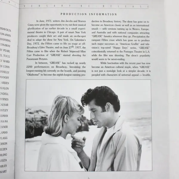 20th Anniversary of Grease A 1998 Paramount PB Handbook of Production Info VG