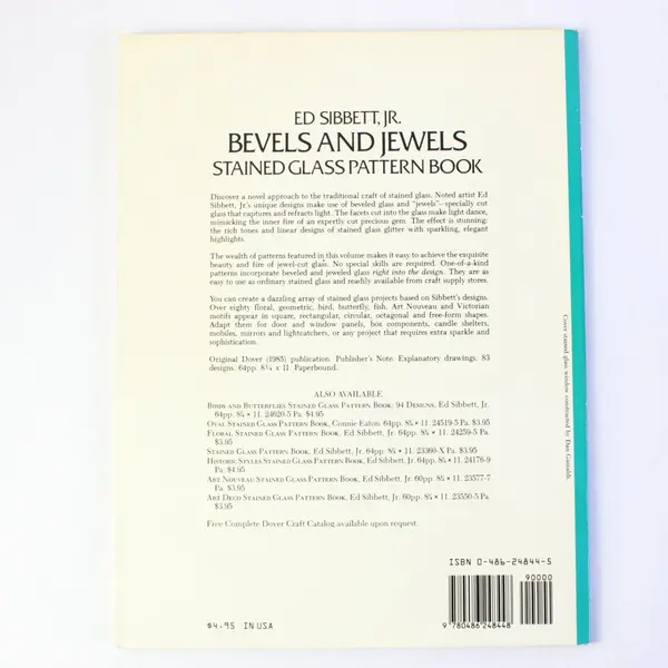 VTG Bevels and Jewels Stained Glass Pattern Book 83 Designs Ed Sibbett Jr 1985 