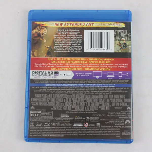 Hercules 3D Blu-ray/DVD 3-Disc Combo Set Dwayne Johnson