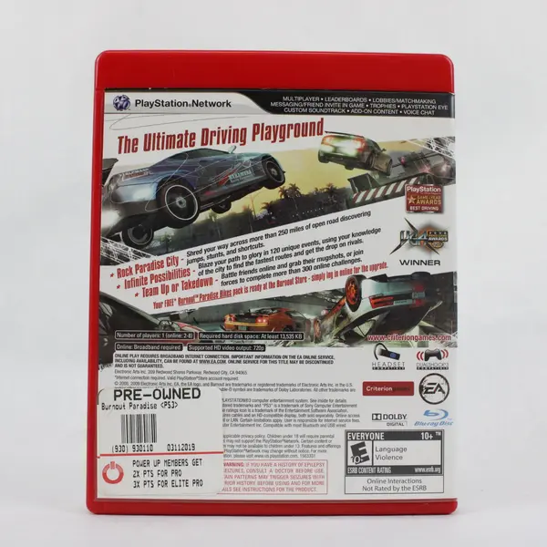 Burnout Paradise Sony PlayStation 3 PS3 Video Game