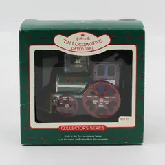 Hallmark 1987 Tin Locomotive Train Ornament Original Box Vintage QX-484-9