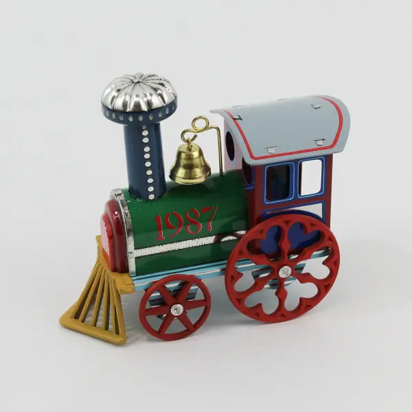 Hallmark 1987 Tin Locomotive Train Ornament Original Box Vintage QX-484-9