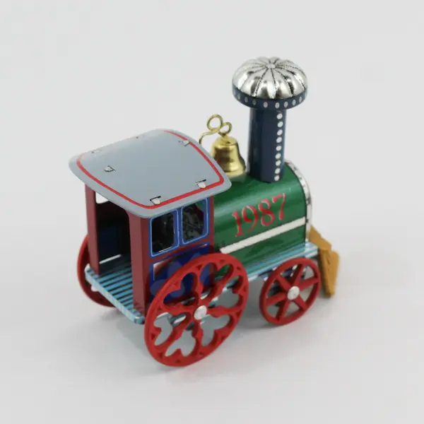 Hallmark 1987 Tin Locomotive Train Ornament Original Box Vintage QX-484-9