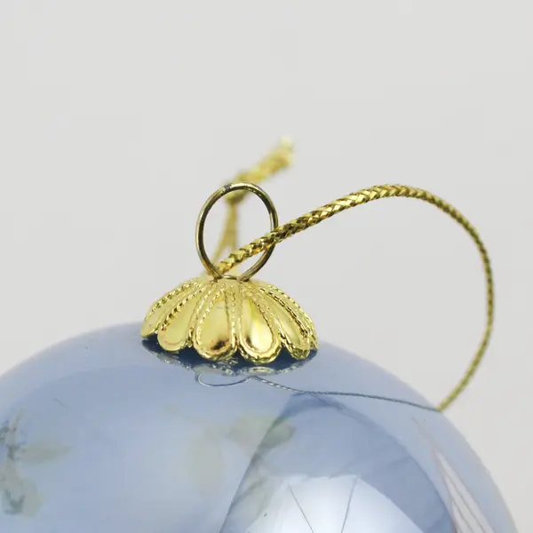 Li Bien Vintage Reverse Painted Glass Blue Dove Christmas Ornament w/ Box