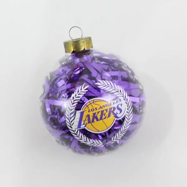 Sports Collector Series LA Lakers Christmas Glass Ball Ornament W Purple Tinsel 