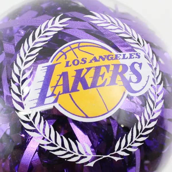 Sports Collector Series LA Lakers Christmas Glass Ball Ornament W Purple Tinsel 