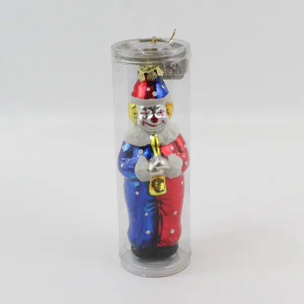 Seasonal Specialties Red White Blue Glass Clown Christmas Ornament