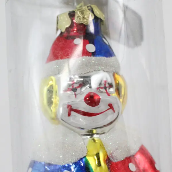 Seasonal Specialties Red White Blue Glass Clown Christmas Ornament