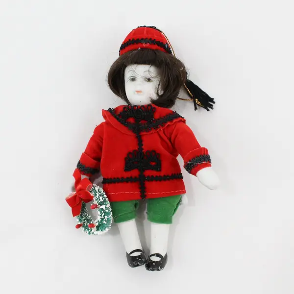 Kurt Adler 1981 Santa's World Collectors Corner Porcelain Doll Ornament J-2659