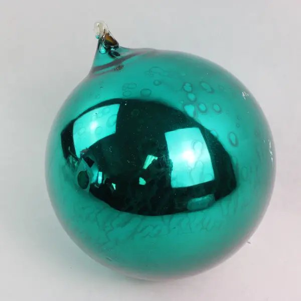Vintage Department 56 Mercury Glass Ball Ornament Green w/ Box