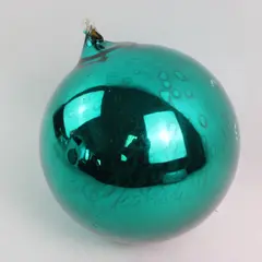 Vintage Department 56 Mercury Glass Ball Ornament Green w/ Box
