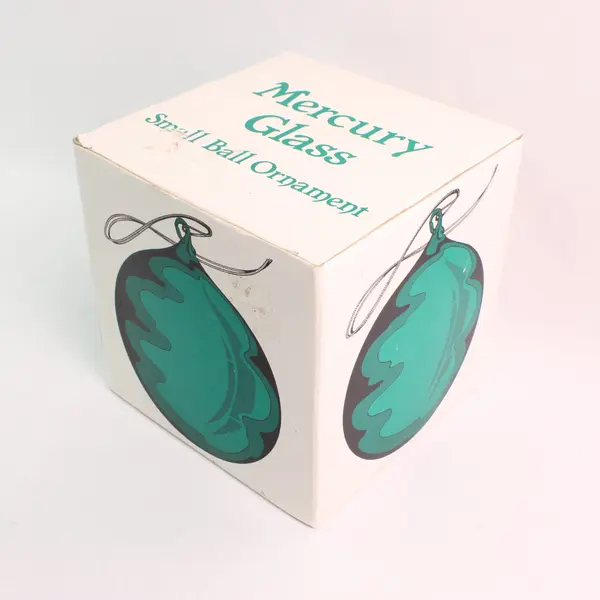 Vintage Department 56 Mercury Glass Ball Ornament Green w/ Box