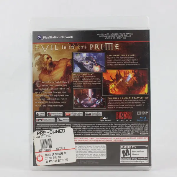 Diablo III PS3 Sony PlayStation 3 Video Game Blizzard