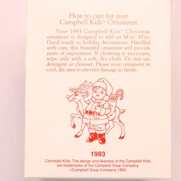 1993 Campbell Kids Happy Holidays Christmas Ornament Santa Reindeer Boxed