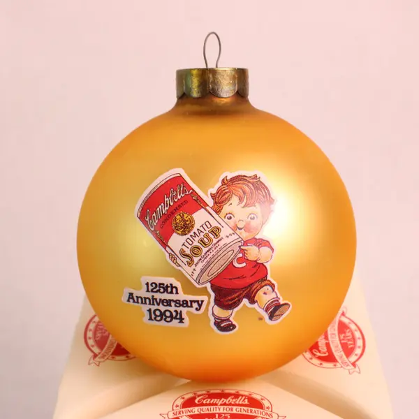 Campbell's Soup Kids 125th Anniversary 1994 Glass Ball Ornament Gold