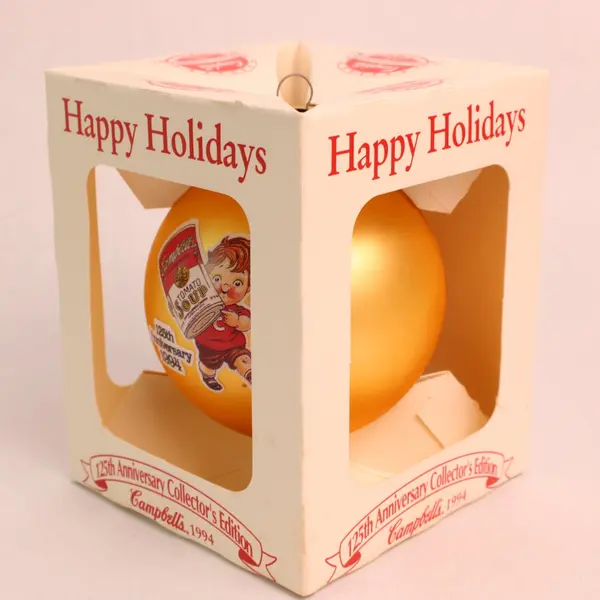 Campbell's Soup Kids 125th Anniversary 1994 Glass Ball Ornament Gold