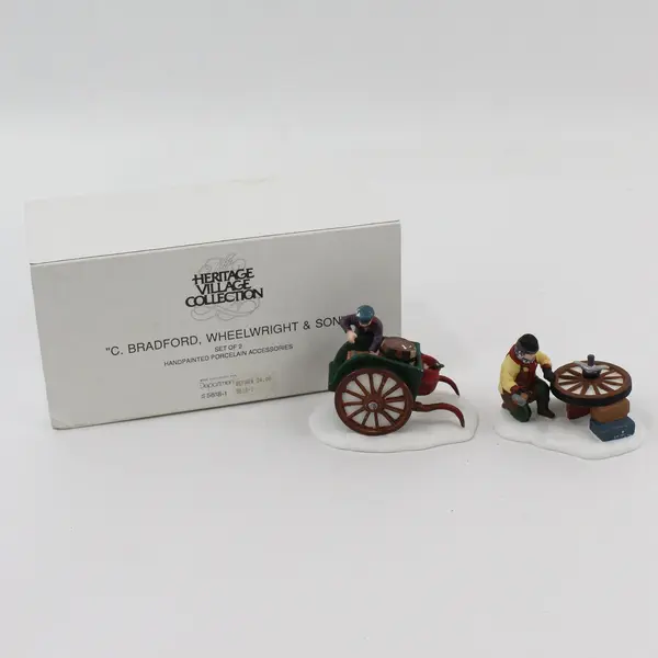 1993 Dept 56 Heritage Village C. Bradford Wheelwright & Son Set 2 5818-1
