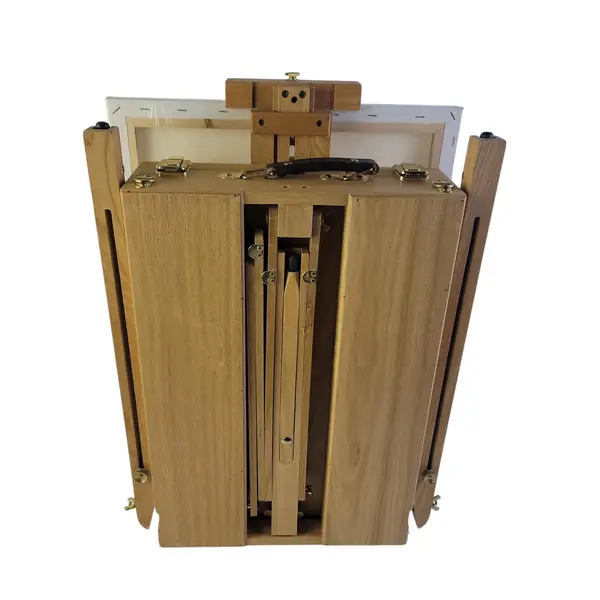 Portable Wooden French Box Easel w Palette & 16x20 Canvas