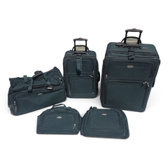 Ricardo Green Nylon 5 Pc Luggage 2 Rolling Suitcases Duffle Overnight Key