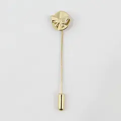 Stick Pin Gold Tone Bow Dainty Hat Lapel Brooch 2.5"