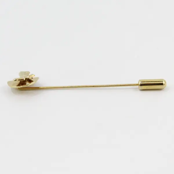 Stick Pin Gold Tone Bow Dainty Hat Lapel Brooch 2.5"