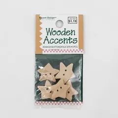 Lot of 5 Accent Design Wooden Accents ADW406 Wood Star Craft Buttons