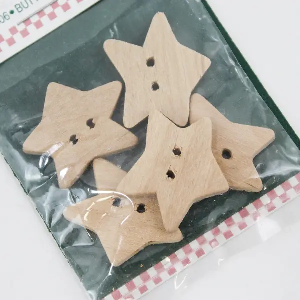 Lot of 5 Accent Design Wooden Accents ADW406 Wood Star Craft Buttons