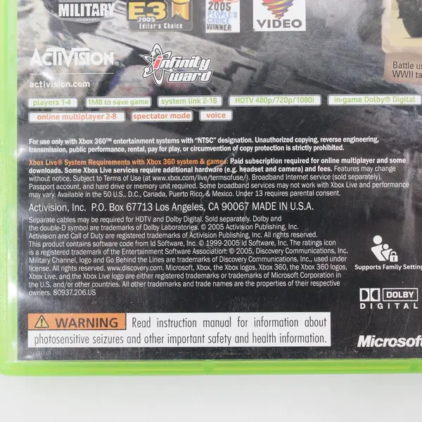 Call Of Duty 2 - Microsoft Xbox 360 Xbox Live - Untested