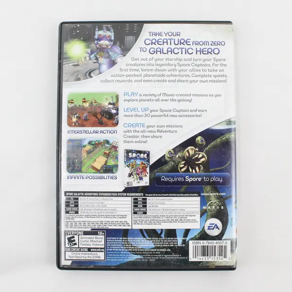 Spore Galactic Adventures Expansion Pack DVD-ROM PC/Mac Untested