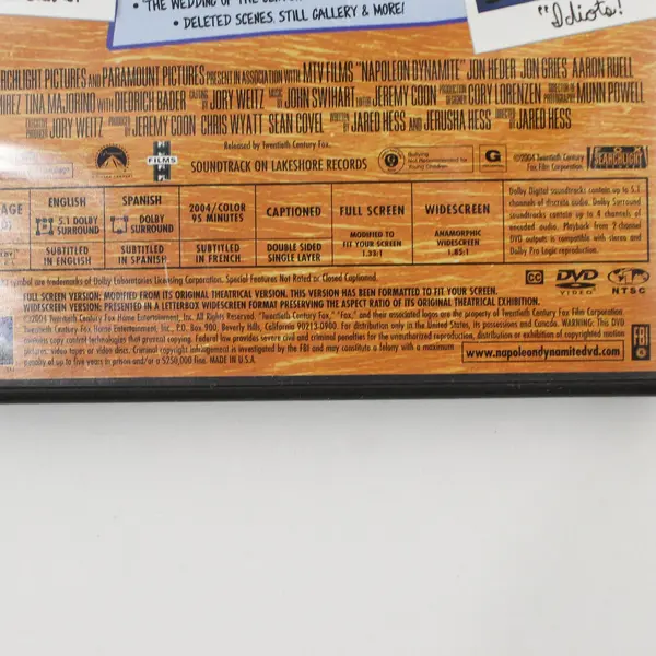 Napoleon Dynamite DVD 2004 Widescreen Full Screen