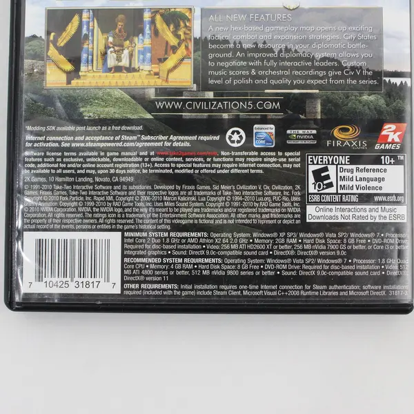 Sid Meier's Civilization V PC DVD-ROM 2010 2K Games