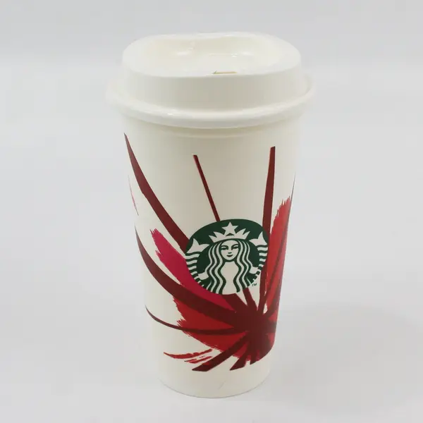 Starbucks 16oz Reusable Collector Plastic Cup w Lid Red Valentine 2012