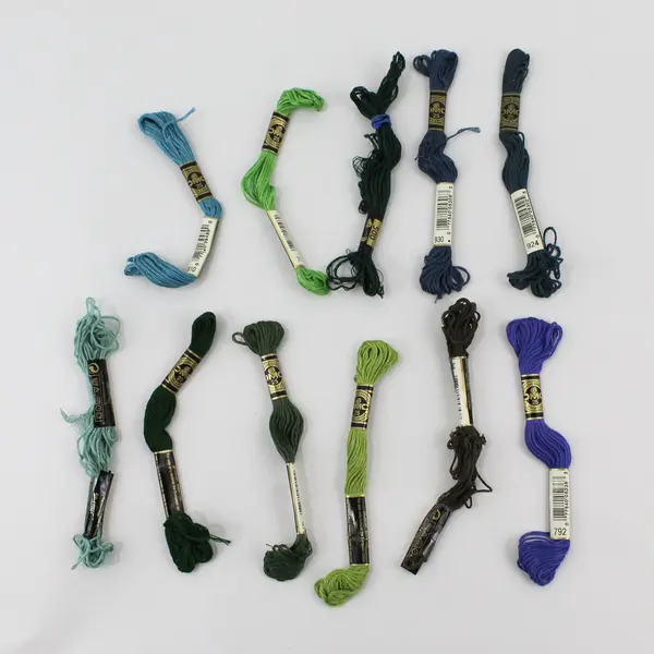 Lot of 11 Vintage DMC Cotton Embroidery Floss Blue Green Grey Purple