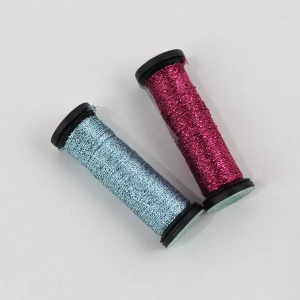 Lot of 6 DMC Kreinik Metallic Thread Skeins Spools Gold Green Pink Blue