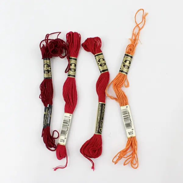 Lot of 9 Vintage Skeins DMC Cotton Thread Shades of pink, burgundy & orange 
