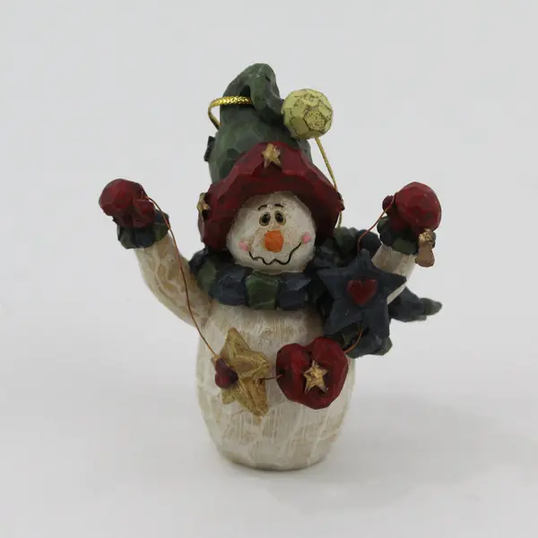 Boyds Collection Carvers Choice Snowman Stringing Along 1999 370214