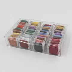 Clear Embroidery Floss Organizer Box 60 White Bobbins Multicolor Floss