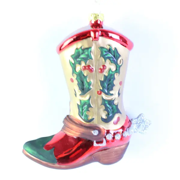 Glass Cowboy Boot Ornament New in Box Figi 2002