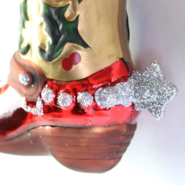 Glass Cowboy Boot Ornament New in Box Figi 2002