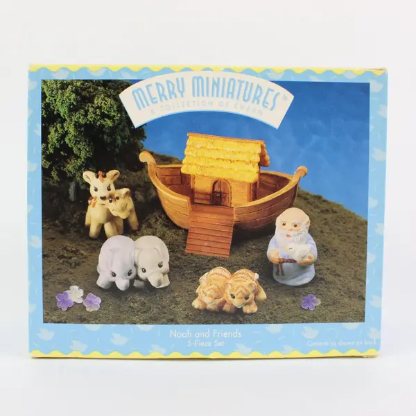 Hallmark Merry Miniatures Noah and Friends Figurine Set New Open Box