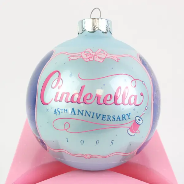 Disney Store Cinderella 45th Anniversary Glass Ball Ornament 1995