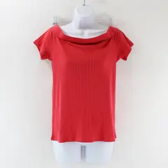  NWT LOFT Red-Pink Ribbed Off-The-Shoulder Top Women's Large