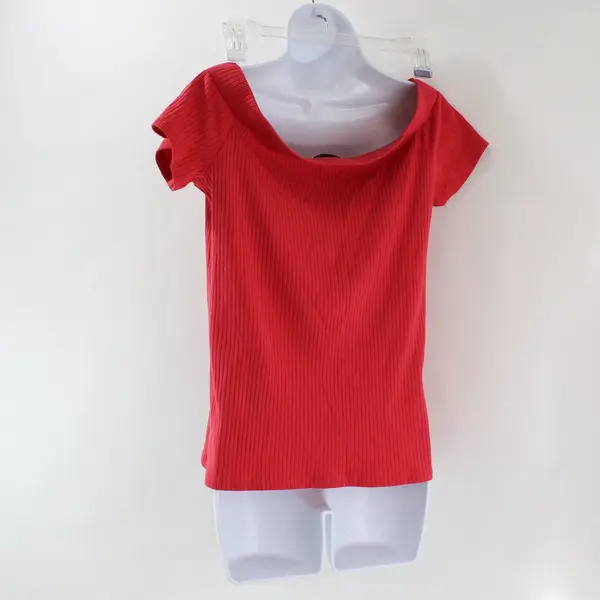  NWT LOFT Red-Pink Ribbed Off-The-Shoulder Top Women's Large