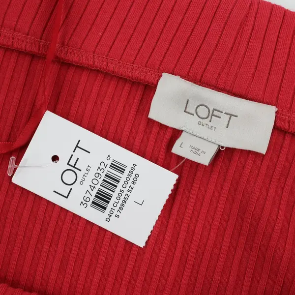  NWT LOFT Red-Pink Ribbed Off-The-Shoulder Top Women's Large