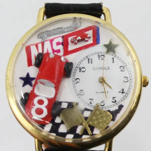 CAROLE Men's 3-D NASCAR Novelty Quartz Wristwatch