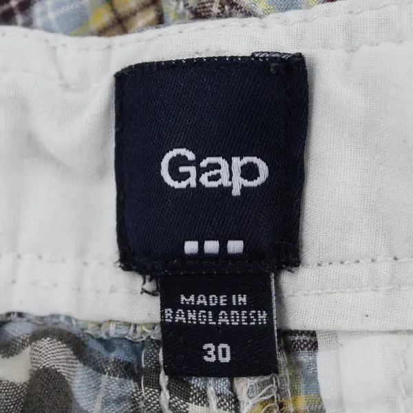 Men's Blue Plaid Patchwork Cotton Shorts Casual Size 30