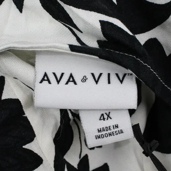 NWT Ava & Viv Black and White Floral Pattern Dress Women's Size 4X