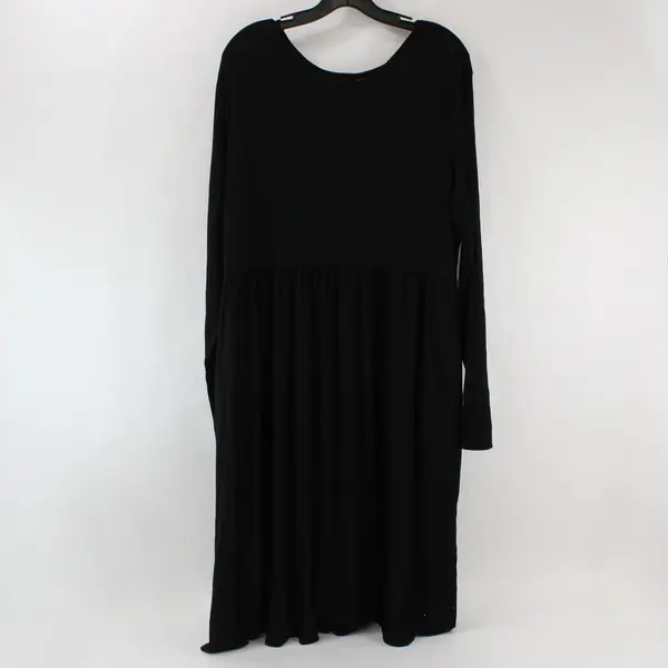 DB Moon Black Long Sleeve Midi Dress Women 3XL Plus Solid